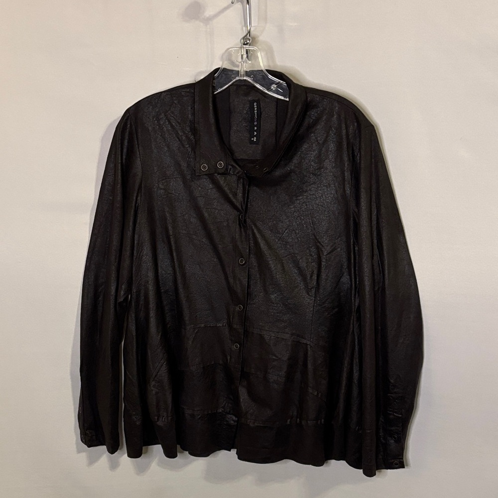 GERSHON BRAM Black Snap Front Black Shirt Size Small - Picture 1 of 6